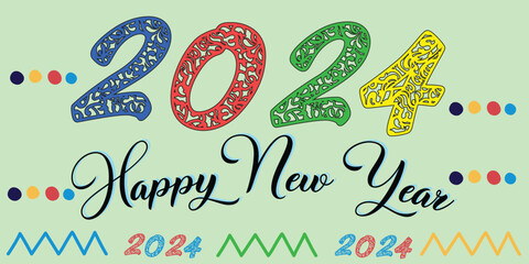 2024 Abstract Background Illustration for The New Year with Geometric Modern Design Elements, Best Banner to Celebrate a Happy New Year