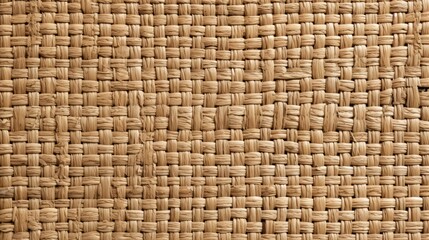 Woven straw mat texture background, presenting a natural, rustic aesthetic with intricate interlocking fibers. Great for eco-friendly product packaging and interior decor. - obrazy, fototapety, plakaty