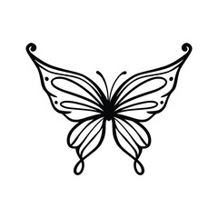 Butterfly line art. Simple minimal butterfly line tattoo icon logotype