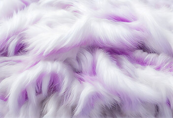 Violet white fur texture, fluffy and soft surface pattern of magenta violet fiber. Generative AI