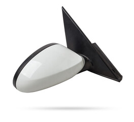 Close-up on a side mirror from a car with turn signal repeaters for repair and replacement after an...