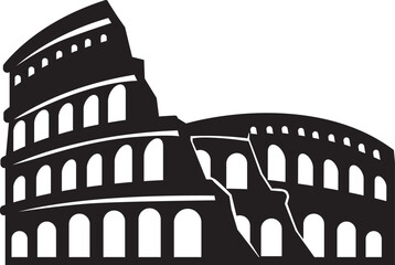 Naklejka premium Simple black flat drawing of the Italian historical landmark monument of the COLOSSEUM, ROME