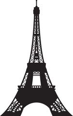 Fototapeta na wymiar Simple black flat drawing of the French historical landmark monument of the EIFFEL TOWER, PARIS
