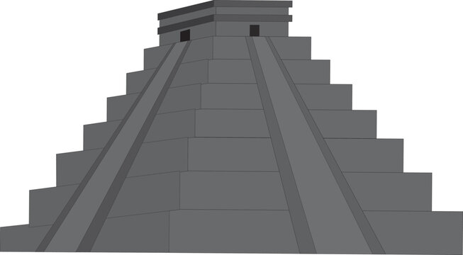 recommend clip art: Simple monochromatic flat drawing of the Mexican historical landmark monument of the TEMPLE OF KUKULCAN, CHICHEN ITZA