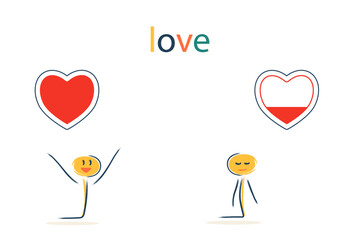 Two characters. One has a lot of love, and the other has little. Sad and funny character. Life without love