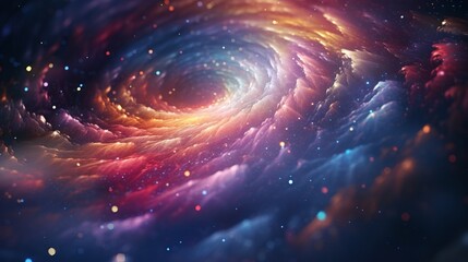 A mesmerizing spiral of colorful stars in the night sky