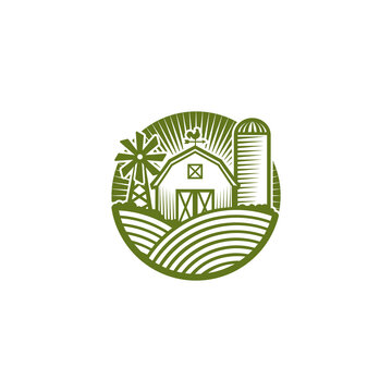 green farming house design logo
