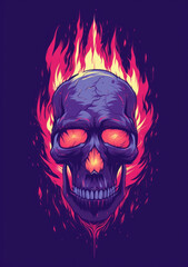 Vibrant flaming skull