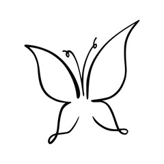 Butterfly line art. Simple minimal butterfly line tattoo icon logotype