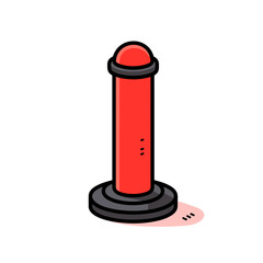 Bollard vector icon in minimalistic, black and red line work, japan web