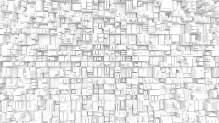 3d White futuristic city-like boxes concept background