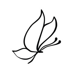 Butterfly line art. Simple minimal butterfly line tattoo icon logotype