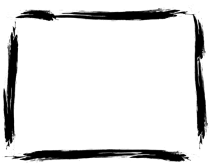 rectangular frame is drawn with brush strokes in ink