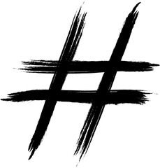 hashtag sign drawn with ink strokes
