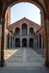 Basilica of Sant'Ambrogio, ancient church in Milan, Italy, Europe - 648612290