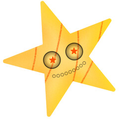Chic and Cute Yellow Star with Red Stripes in Puzzled Emotion