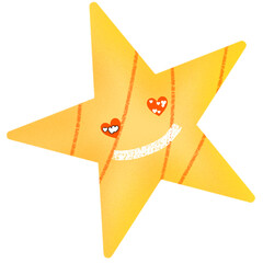 Chic and Cute Yellow Star with Red Stripes in Romance Emotion in Love