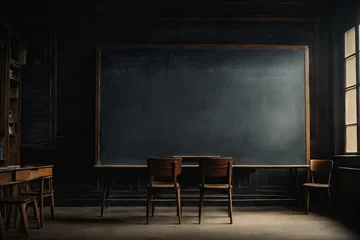 Fotobehang Black blackboard for classroom of school. ai generative © Anna
