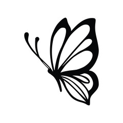 Butterfly line art. Simple minimal butterfly line tattoo icon logotype