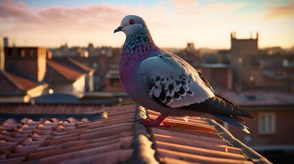A pigeon resting on the rooftop © Pretty Panda