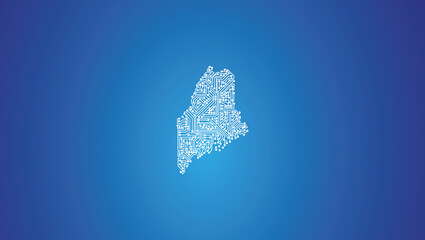 IT-Umriss des US-Bundesstaates Maine auf blauem Hintergrund