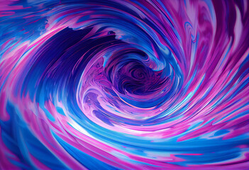 This is the abstract image of a blue, pink and purple swirling wave. Generative AI