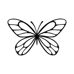 Butterfly line art. Simple minimal butterfly line tattoo icon logotype