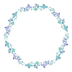 sea fish art drawn round frame