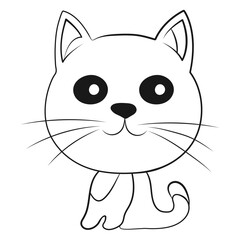 Cute kitten. Outline vector illustration