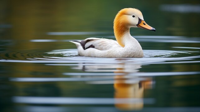 An Eider duck peacefully swimming on the water's surface