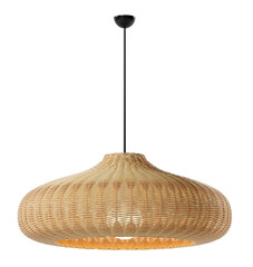 Wicker shade lamp or Rattan Ceiling lamp with vintage electric light bulb. Decorative of bamboo ceiling lamp. Png transparency