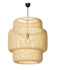 Wicker shade lamp or Rattan Ceiling lamp with vintage electric light bulb. Decorative of bamboo...