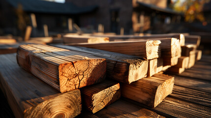 Wooden boards. Lumber.
