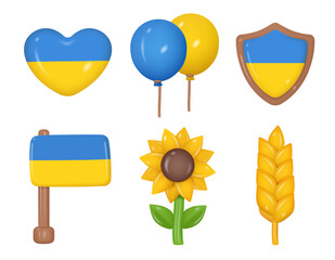 Symbols of Ukraine. 3d vector image isolated