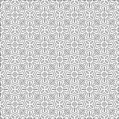 Abstract  background with figures from lines. Black and white texture for web page, textures, card, poster, fabric, textile. Monochrome pattern. Repeating design.