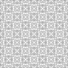 Abstract  background with figures from lines. Black and white texture for web page, textures, card, poster, fabric, textile. Monochrome pattern. Repeating design.