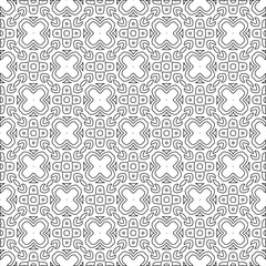 Abstract  background with figures from lines. Black and white texture for web page, textures, card, poster, fabric, textile. Monochrome pattern. Repeating design.