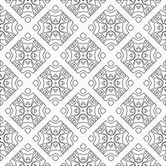 Abstract  background with figures from lines. Black and white texture for web page, textures, card, poster, fabric, textile. Monochrome pattern. Repeating design.