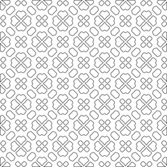 Abstract  background with figures from lines. Black and white texture for web page, textures, card, poster, fabric, textile. Monochrome pattern. Repeating design.