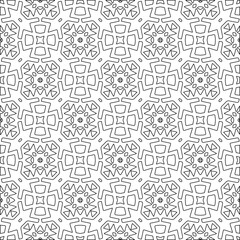 Abstract  background with figures from lines. Black and white texture for web page, textures, card, poster, fabric, textile. Monochrome pattern. Repeating design.