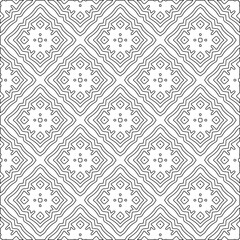 Abstract  background with figures from lines. Black and white texture for web page, textures, card, poster, fabric, textile. Monochrome pattern. Repeating design.