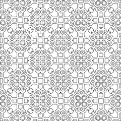 Abstract  background with figures from lines. Black and white texture for web page, textures, card, poster, fabric, textile. Monochrome pattern. Repeating design.