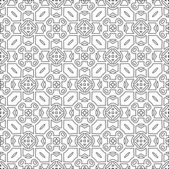 Abstract  background with figures from lines. Black and white texture for web page, textures, card, poster, fabric, textile. Monochrome pattern. Repeating design.