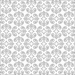 Abstract  background with figures from lines. Black and white texture for web page, textures, card, poster, fabric, textile. Monochrome pattern. Repeating design.