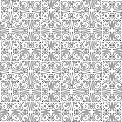 Abstract  background with figures from lines. Black and white texture for web page, textures, card, poster, fabric, textile. Monochrome pattern. Repeating design.