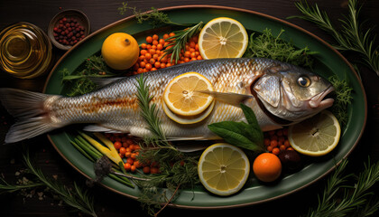 Delicious Cooked Fish Platter - Culinary Excellence - Generative AI