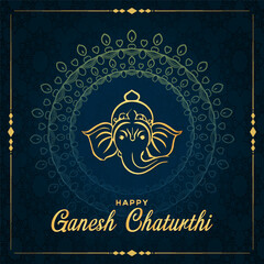 Happy ganesh chaturthi hindu festival background. - obrazy, fototapety, plakaty