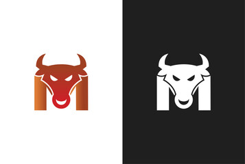 Initial letter M bull logo design. Bull logo design for your company identity, brand and icon
