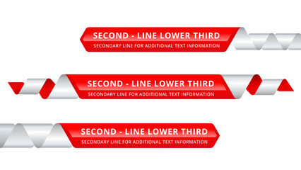 Lower third, video headline title or television news bar design template with ribbon theme isolated on white background