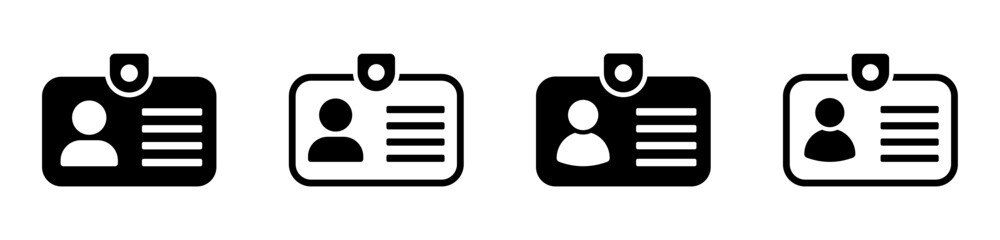 ID card vector icons. Personal identification document symbols set